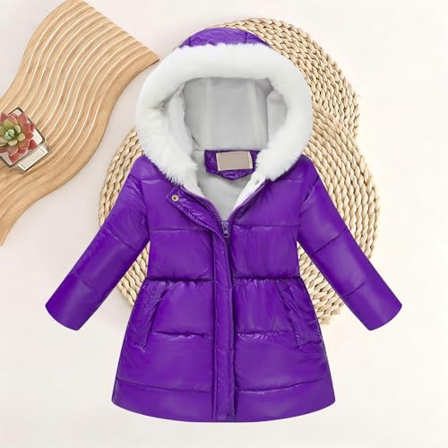 Image of Teen Kids Leather Puffer Jackets Winter Waterproof Fleece Lined Down Coats Boys Girls Padded Warm Quilted Outwear