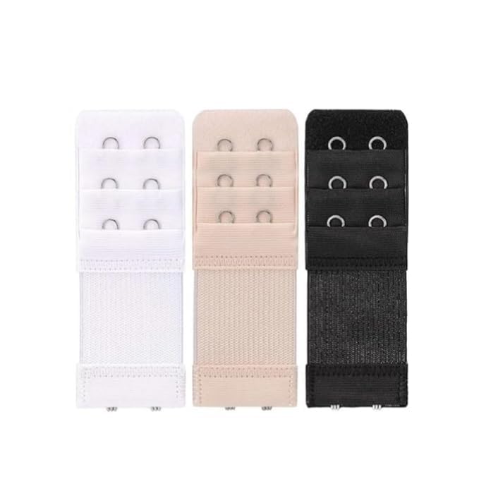 Women's Soft Comfortable Elastic Bra Extenders – 2 Hook, 3 Row Adjustable Bra Extension Strap | Stretchable Bra Band Extender for Perfect Fit and Comfort (Black, White, Nude)-image-11