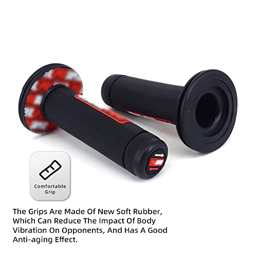 1 1/8" 28Mm Motorcycle Handlebar Handle Bars + Riser Mount Clamp + Pad + Grips Set For Dirt Bike Off Road Bike Pit Bike - Red #TOP7