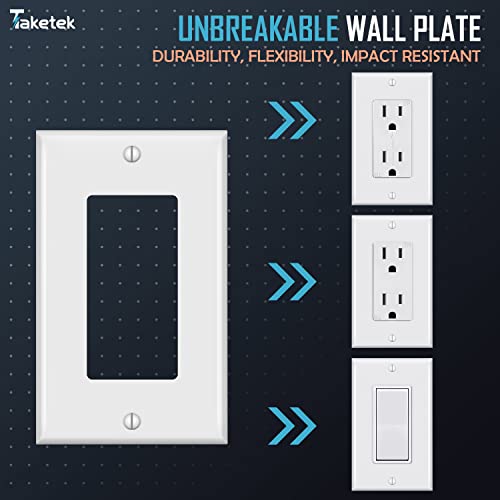 Taketek Decorator Wall Plates, Paddle Light Switch Covers, Wall Plates For Rocker Light Switches Or Receptacle Outlets, Electrical Decora Faceplate Cover, Single Gang Wallplate, White, 10 Pack #TOP4
