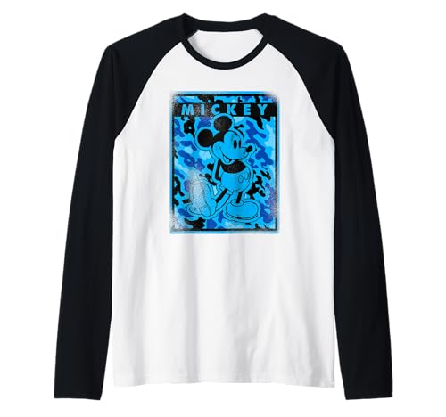 T-shirt baseball Disney Mickey Mouse bleu camo raglan homme