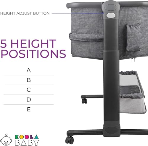 Image of KoolerThings Baby Bassinet, Bedside Sleeper for Baby, Easy Folding Portable Crib with Storage Basket for Newborn, Bedside Bassinet, Comfy Mattress /Travel Bag Included (Bassinet) (Grey)