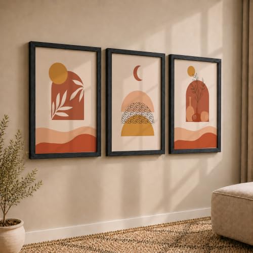 Image of NoWorries Modern art wall paintings /Wall hangings for home decor, Wall art framed poster art prints (Theme-minimal) multicolor Set of 3 frame (Art-13, 13x19inch)