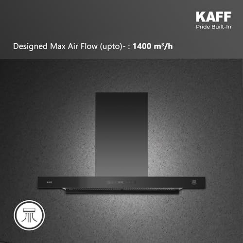 Image of KAFF ASHPRO 90 DC 90cm Kitchen Chimney | 1400 m /hr Suction | BLDC Motor | Filterless Auto Clean | Gesture & Touch Control | Wall Mounted | Black |12 Years Motor Warranty