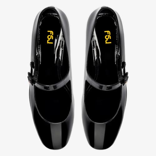 FSJ Women Platform Mid Heel Mary Jane Shoes Closed Round Toe Comfortable Thick Wedge Pumps for Office Party Commuting Size 4-16 US4
