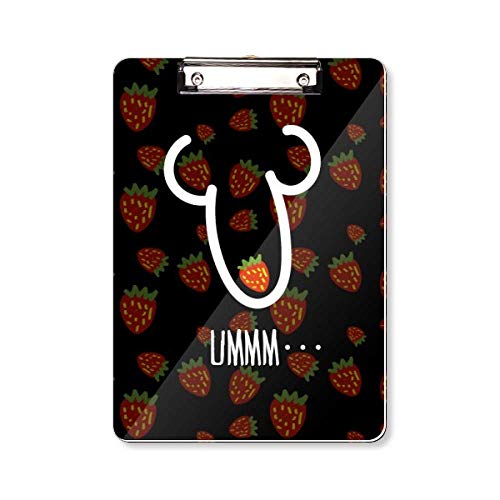 Porte-bloc à dessin rigide UMMM fraise A4 avec pince métallique robuste pour enfants