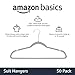 Amazon Basics Slim, Velvet, Non-Slip Suit Clothes Hangers, Gray/Silver - Pack of 50