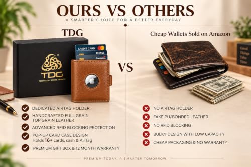 Image of TDG Top Grain Leather Trifold Wallet for Men, Saddle Brown