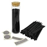 4" All Black Matches in a Jar + Striker Stickers Included | 100 Black Stick Black Tip Decorative Safety Matches w/Cork Top Glass Holder | Gifts, Home Decor, & Candle Accessories by Thankful Greetings