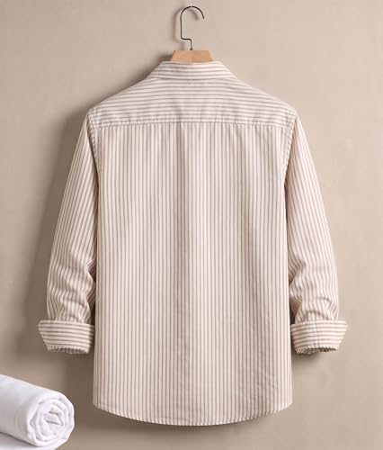 Image of Afflatus Men's Striped Casual Regular Fit Shirt Cotton Blend Stripe Full Sleeve Stylish Shirt for Men
