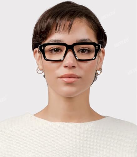 Image of AIEYEZO Fashion Square Blue Light Glasses for Men Women Retro Thick Frame Blue Light Blocking Computer Glasses