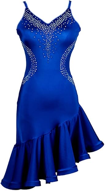 New Latin Dance Dress Salsa Tango Cha cha Ballroom Rhinestone Competition Dress FM301