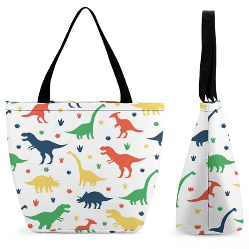 Sac à main dinosaures colorés grand volume 28.5x18x32.5cm pour ranger tous vos essentiels