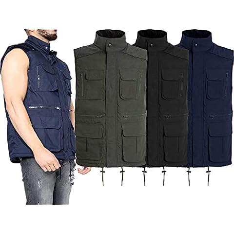 Mens Gents Hiking Camping Walking Casual Shooting Fishing Multipurpose Gilet Padded Bodywarmer Waistcoat Hunting UK Size S-5XL (Olive, xx_l) Cover
