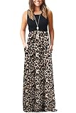MOLERANI Women's Loose Plain Maxi Dresses Casual Long Dresses with Pockets (M, Spotted Pattern Leopa