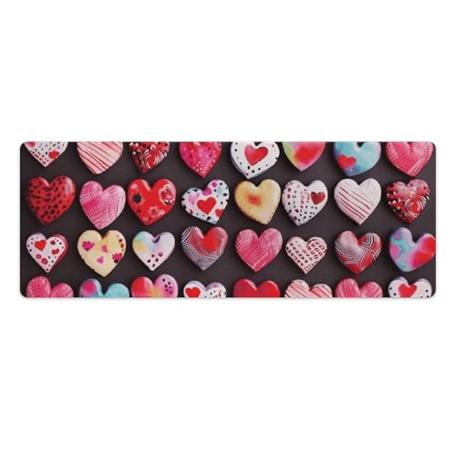 Tapis de souris XXL antidérapant et imperméable en forme de cœur