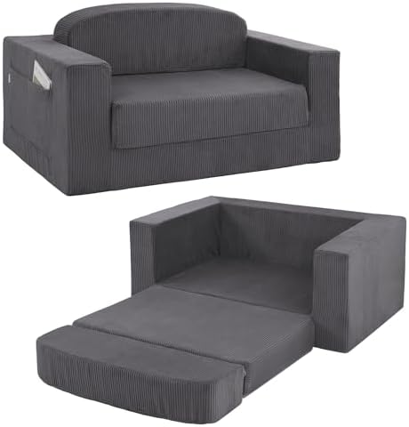 MeMoreCool Schlafsofa Cord 2-Sitzer Faltbares Bodensofa mit Schlaffunktion | Faltbares Sofabett ohne Gestell mit Hochdichtem Schaumstoff, ideal als Cloud Sofa für Wohnzimmer Gästez