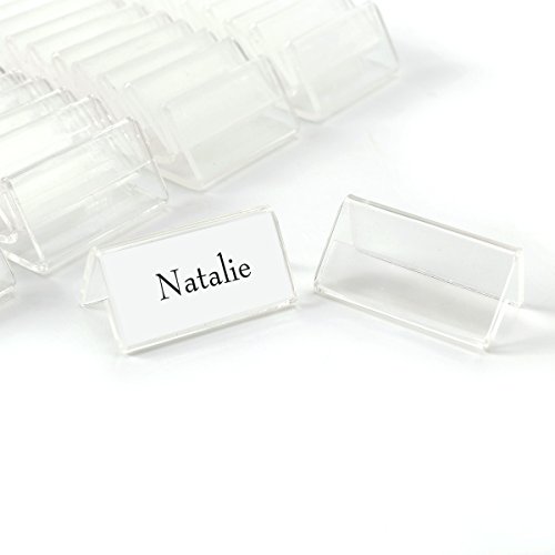 ToPicks 50 unidades Mini acrílico signo Display Holder 4 cm x 2 cm Precio Nombre tarjeta etiqueta soporte caso precio Ticket Tagging