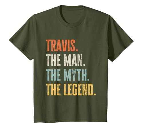 Travis The Best, Man Myth Legend, Funny Best Name Travis T-Shirt, Youth, Olive Green, X-Small