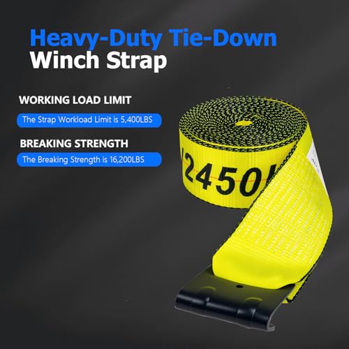 4 inch x 30' Straps for Flatbed Trailer (10 Pack), Heavy Duty Tie Down w/Flat Hooks 18,000lbs Break Strength, WLL# 6000lbs, Winch Straps for Flatbeds, Trucks, Trailers, Farms, Rescues, Tree Saver by JOYANALL - Image 3