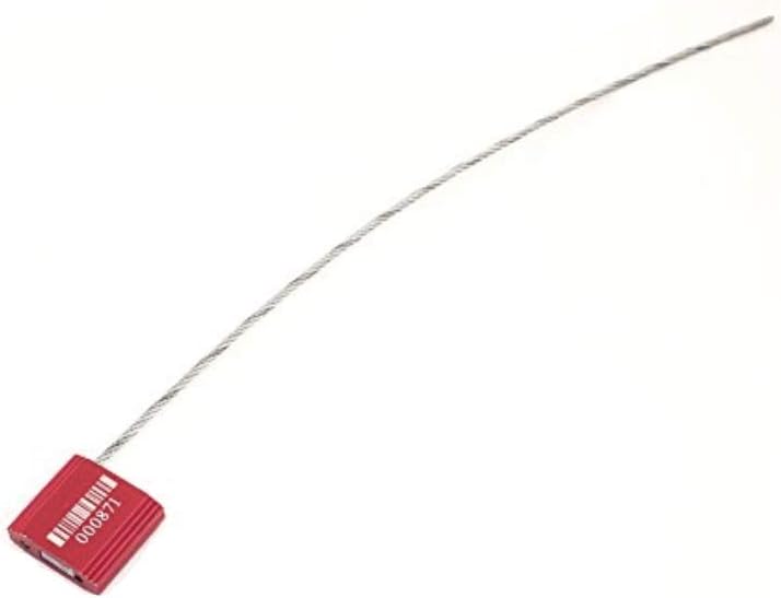 Steel Cable Metal High Security Seals, 50 pcs- Red, Numbered barcode 12 Inch Red, Pull Tight, Aluminum Body, Security Tie-Galvanized l with 3/32 inch) or (2.4mm) wire, Free & Quick Delivery from USA