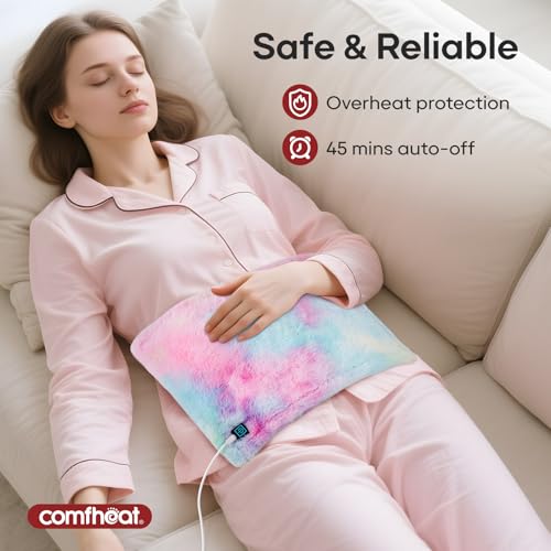 Comfheat USB Heating Pad, 5V Heated Travel Pads, 3 Heat Settings & Auto Shut Off, Hot Therapy for Pain Relief Abdomen Cramps (16\"x 12\") (Non-Chargeable) Colorful