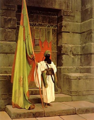 Peinture à l'huile sur toile Le porte-étendard arabe Jean Léon Gérôme ARI1