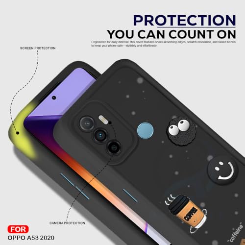 Image of AESTMO Back Case Cover for Oppo A53 2020 Cover | Cute Fun Cartoon 3D Ball | Coffee Silicone Case | Full Body Protection | Camera Protection Back Cover for Oppo A53 2020 (Black)
