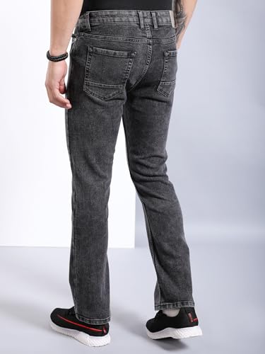 Image of The Indian Garage Co Men Bootcut Solid Mid-Rise Stretchable Jeans