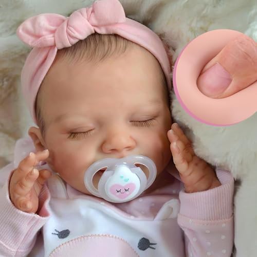 BABESIDE Silicone Baby Doll - 20-Inch Lifelike Reborn Baby Dolls Sweet Smile Realistic-Newborn Real Life Sleeping Girl with Toy Accessories Gift Set for Kids