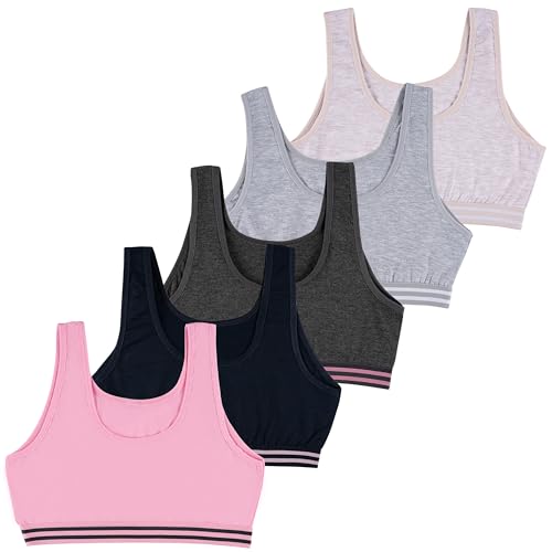 LOREZA ® 5 Brassières en Coton pour Fille sous-vêtements - modèle 12-14-15 Ans