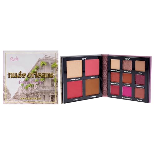 Nude York Face & Eye Palette – 9 Eyeshadows, 4 Face Shades for Blush, Bronzer & Highlighter | All-in-One Natural Glam Palette | Vegan, Cruelty-Free, Paraben-Free Makeup