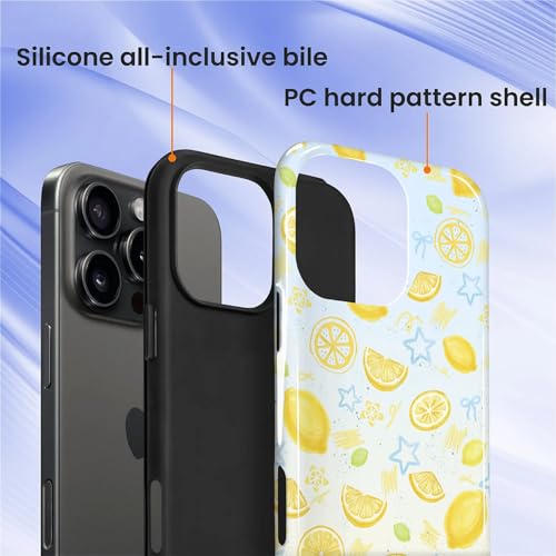 for iPhone 16 Pro Max Case Cute - Dual-Layer Hard Shell + Silicone Cover - Aesthetic Protective Phone Case for Women Girls -Summer Lemon by Generic - Used condition - Image 3
