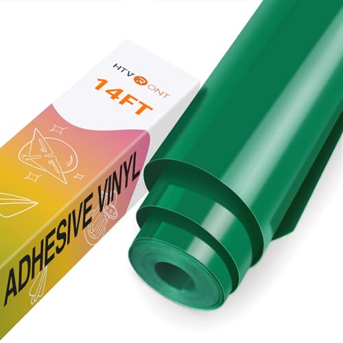 Image of HTVRONT Permanent Vinyl Roll - 12 inch x 14 FT Forest Green Permanent Adhesive Vinyl Compatible with Cricut Cutting Machine, Silhouette, Cameo Cutters, Signs, Scrapbooking, Craft, Die Cutters