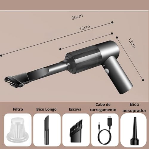 Aspirador De Pó Portátil + Soprador 3 em 1 Sucção Forte de 12.000Pa. Sem Fio Multifuncional Para Cas