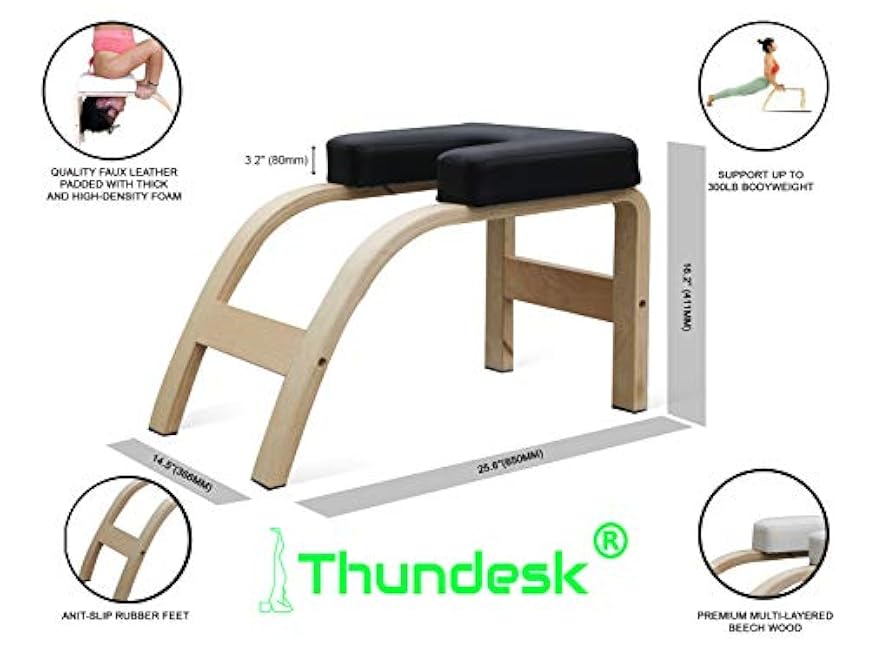 Yoga Inversion Bench Headstand Prop Upside Down Chair for Balance Training Core Strength Building Backbends Yoga Asana Practice Chair