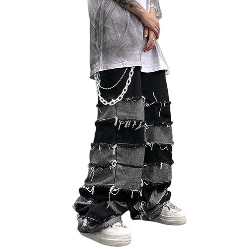 Mens Baggy Jeans Y2k Hip Hop Denim Pants Grunge Vintage Streetwear Pants Harajuku Loose Fit Jeans for Men