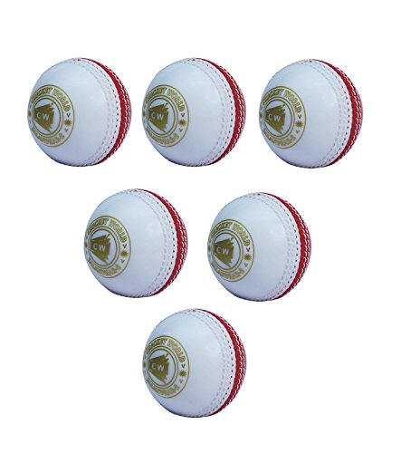 Image of CW Spin White & Red Cricket Ball Water Proof |Practice Training Light Weight 115 Grams |Pack of 6
