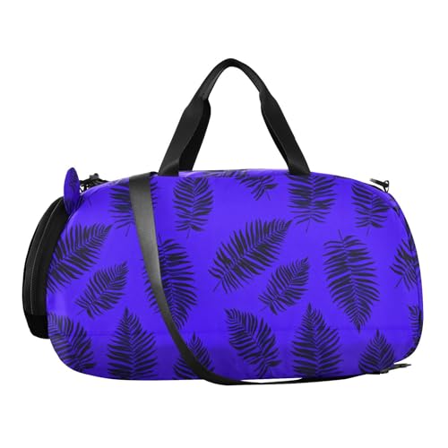 Palm Leaves Black Kids Travel Duffel Bag for Boys Girls Overnight Weekend Tote Bag with Shoes Compartment for Trip Beach Gym2