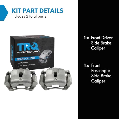Image of TRQ Front Driver and Passenger Side Brake Caliper Set Caliper Brackets Hardware Compatible with 03-08 Honda Pilot
