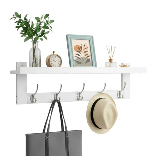 evergoods 74 cm Wall-Mounted Coat Hooks Entryway White Coat Rack