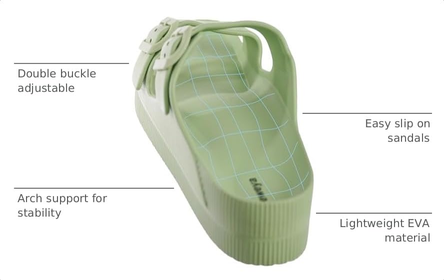 Image of Weweya Platform Sandals Women Arch Support Sandal Buckle Straps Slides
