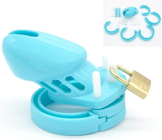 Jaula de silicona para pene masculino, dispositivo de castidad para ejercicio de pene masculino (azul, A122)