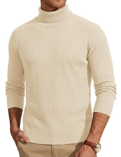 Image of TACVASEN Men's Knit Jumper Turtleneck Ribbed Sweater Winter Casual Pullover