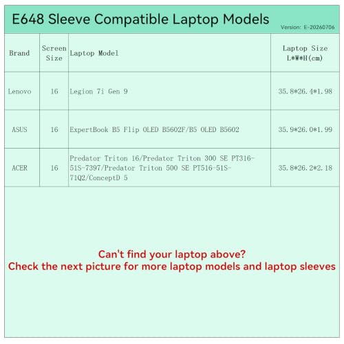 Image of Smatree Elite Laptop Sleeve for 16 inch Lenovo Legion 7i Gen 9, ASUS ExpertBook B5, ACER Predator Triton 500 SE /300SE, ACER ConceptD 5, Protective Laptop Case with Pocket (E648)