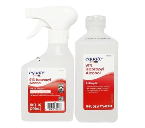 New Equate 91% Isopropyl Alcohol | Antiseptic & Cleaning Solution 10 Fl Oz Spray and 16 Fl Oz Bottles Bundle