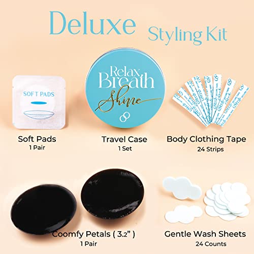 Silicone Nipple Covers for Women Reusable Sticky Nipple Pasties With Case, Fashion tapes and Wash sheets Deluxe Kit2