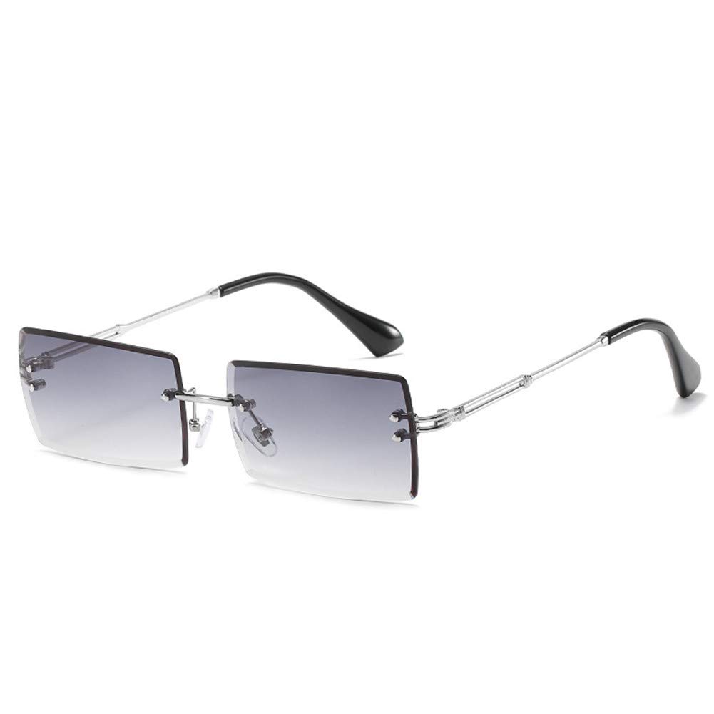 LASPORRetro Rimless Rectangle Sunglasses for Women Men Tinted Lens Gold Metal Frameless Vintage Square Glasses
