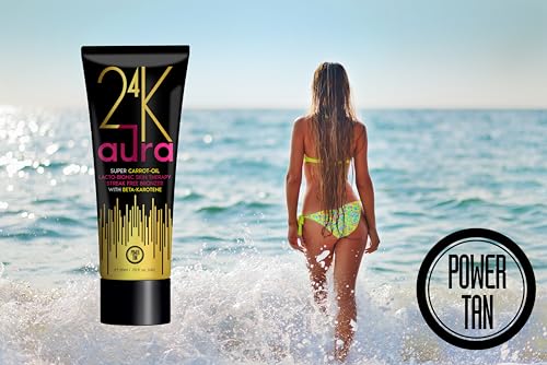 Power Tan 24K Aura Bronzing Sunbed Tanning Lotion Accelerator With Carrot Oil Beta Carotene Natural Dha Free Bronzer Tingle Free Indoor Tanning Cream | 250Ml - 3