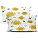 Opakowanie 2 poszewek na poduszkę latające kreskówkowe pszczoły i kwiaty poszewki na poduszki oddychająca poszewka na poduszkę zapinana na zamek poszewka na poduszkę do dekoracji krzesła uroczystość 45 x 45 cm
